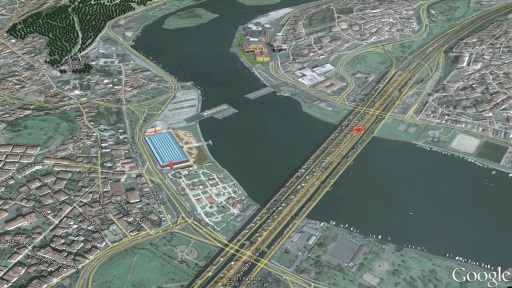 Die Pontonbrücke nördlich der Autobahn Pontonbrücke