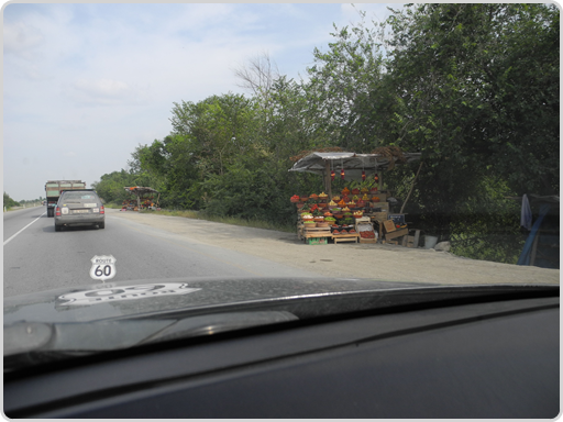 Obststand direkt an der Hauptstraße. Lecker, mit fast keinem Staßendreck dran. Obststand direkt an der Hauptstraße. Lecker, mit fast keinem Staßendreck dran.